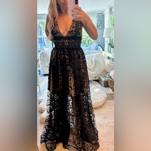 Bronx and Banco Megan Lace Maxi Dress in Black - sanvalentin.cl